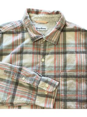Tommy Bahama Plaid Button Up Shirt Men’s XL 100% Cotton Long Sleeve Casual